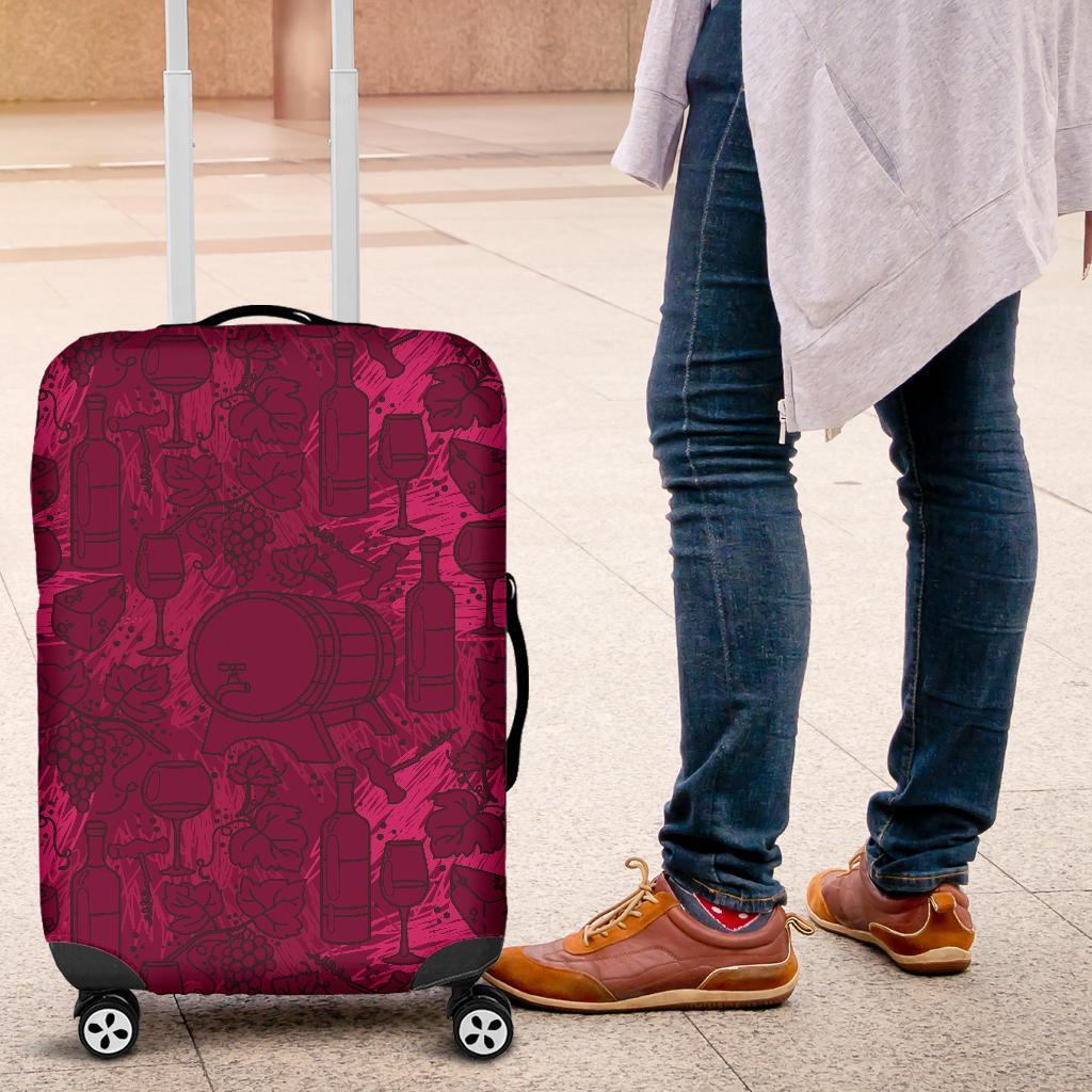 Grape Red Wine Pattern Print Luggage Cover Protector-grizzshop