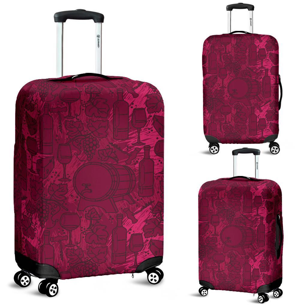 Grape Red Wine Pattern Print Luggage Cover Protector-grizzshop