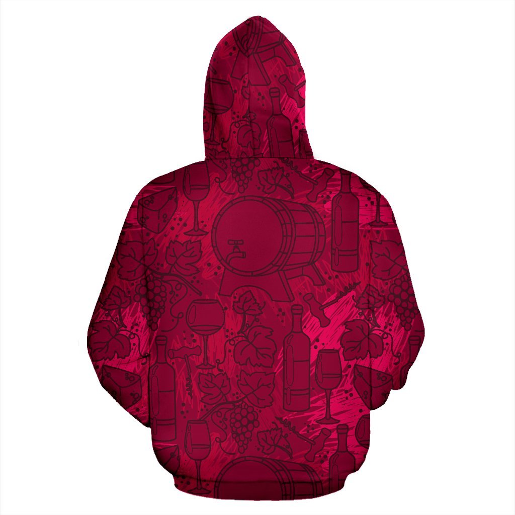 Grape Red Wine Pattern Print Men Women Pullover Hoodie-grizzshop