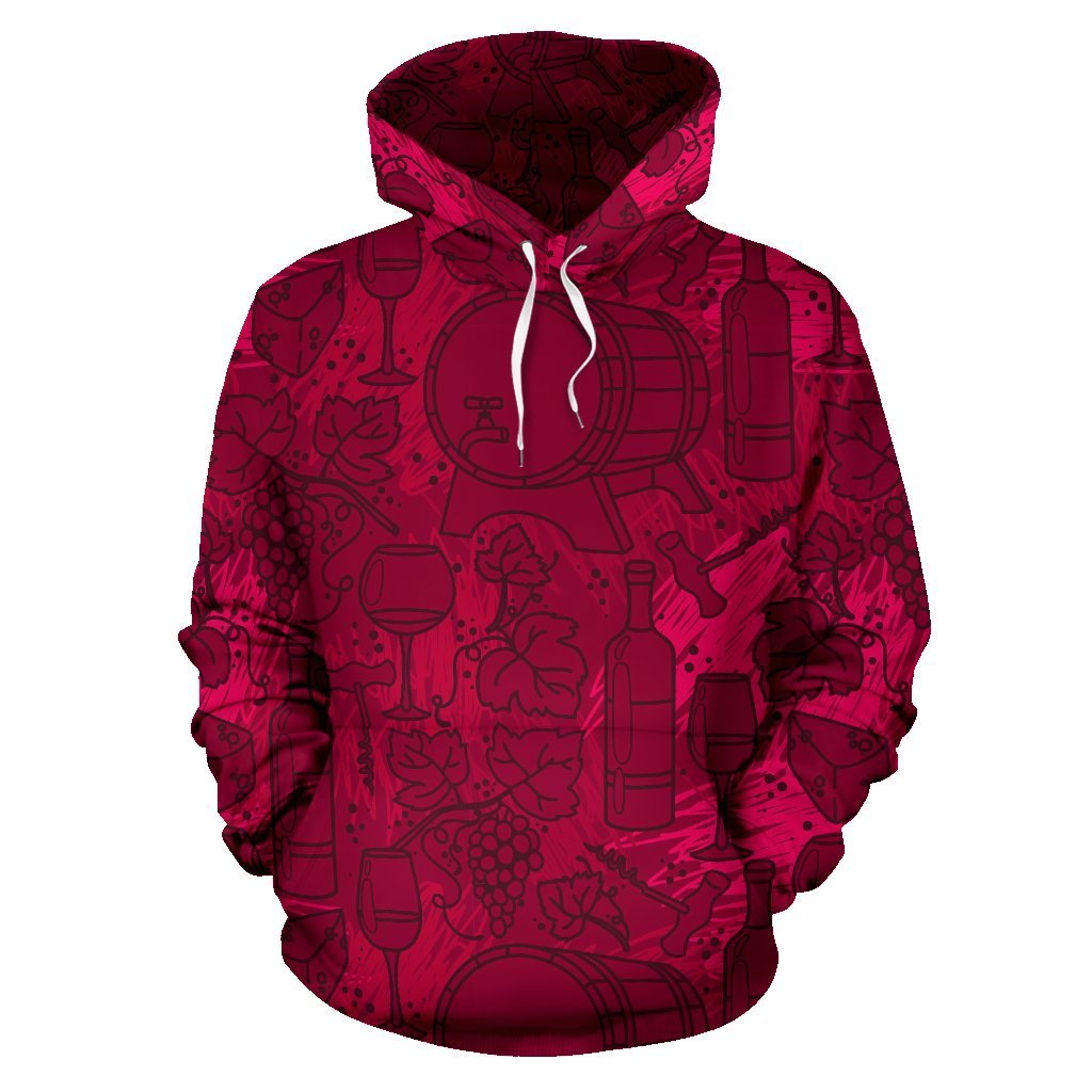 Grape Red Wine Pattern Print Men Women Pullover Hoodie-grizzshop