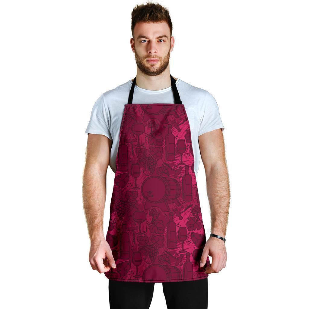 Grape Red Wine Pattern Print Men's Apron-grizzshop