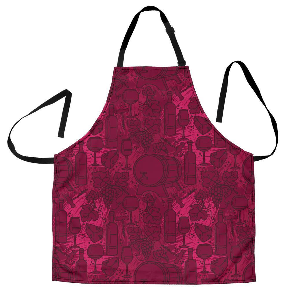 Grape Red Wine Pattern Print Men's Apron-grizzshop