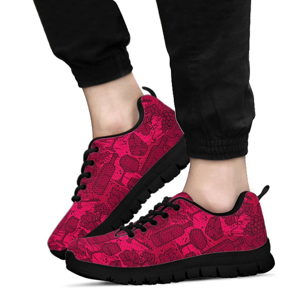 Grape Red Wine Pattern Print Sneaker Shoes For Men Women-grizzshop