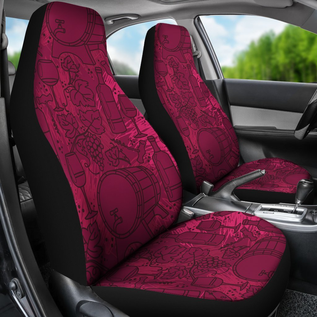 Grape Red Wine Pattern Print Universal Fit Car Seat Covers-grizzshop