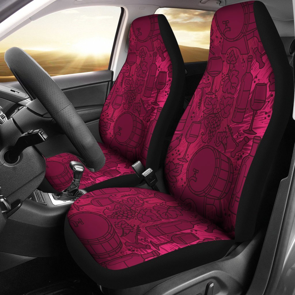 Grape Red Wine Pattern Print Universal Fit Car Seat Covers-grizzshop