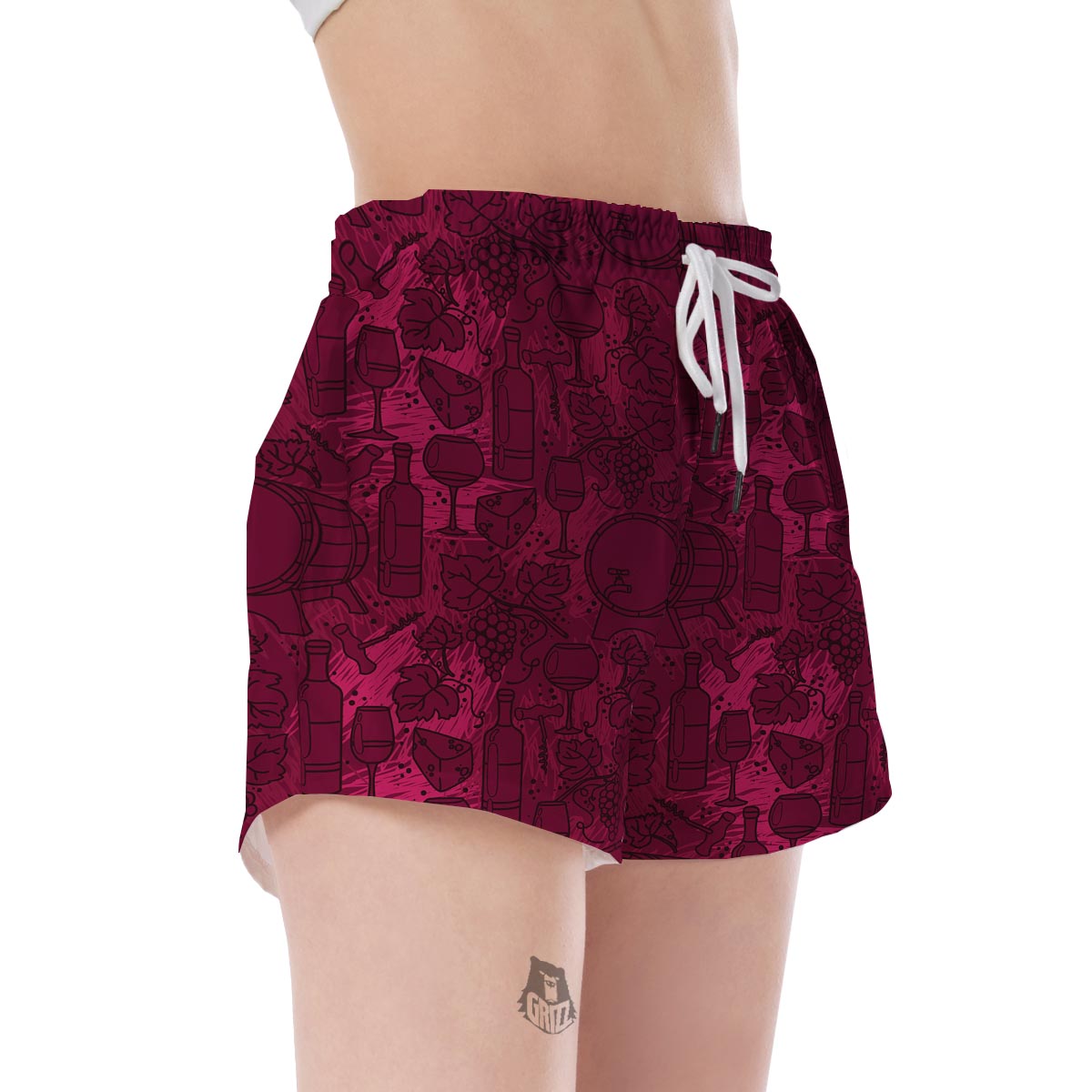 Grape Red Wine Pattern Print Women's Shorts-grizzshop