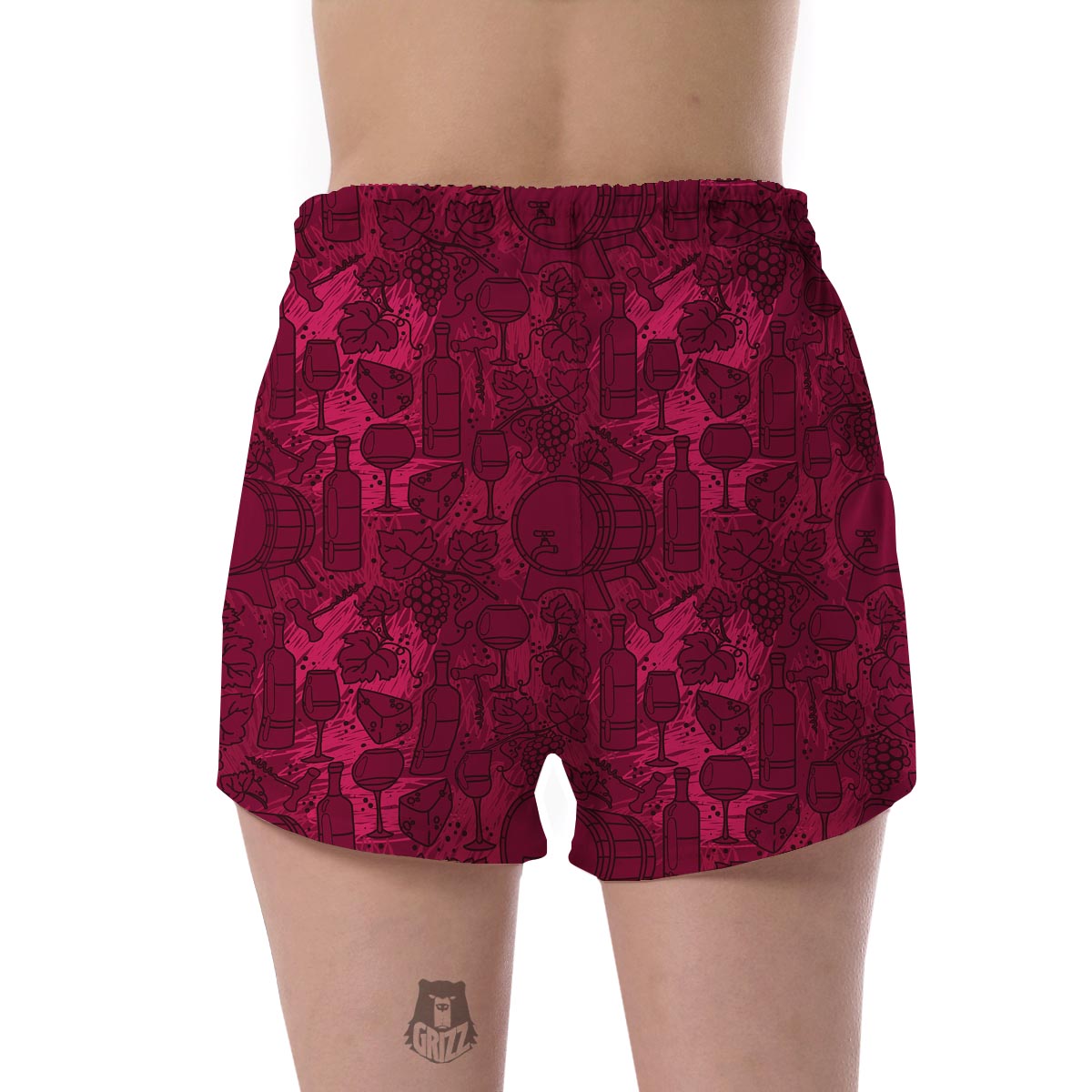 Grape Red Wine Pattern Print Women's Shorts-grizzshop