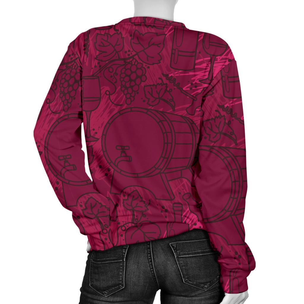 Grape Red Wine Pattern Print Women's Sweatshirt-grizzshop