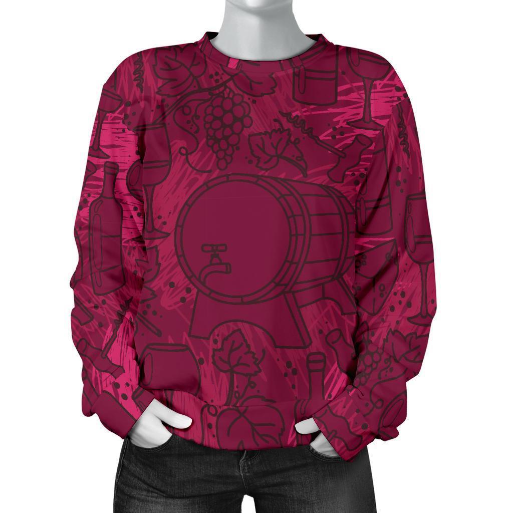 Grape Red Wine Pattern Print Women's Sweatshirt-grizzshop