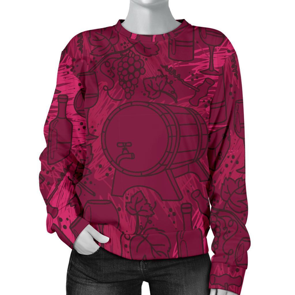 Grape Red Wine Pattern Print Women's Sweatshirt-grizzshop