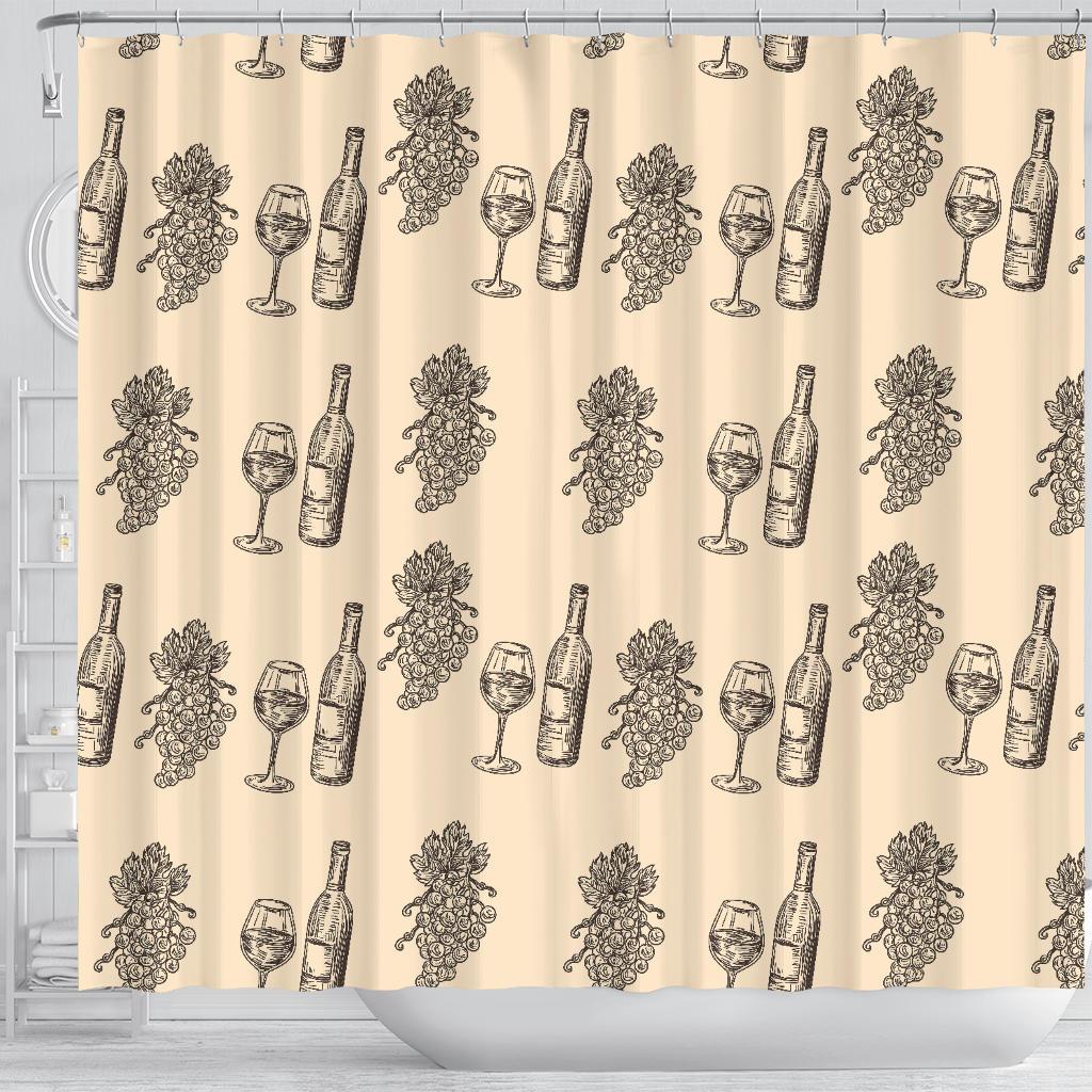 Grape Wine Pattern Print Bathroom Shower Curtain-grizzshop