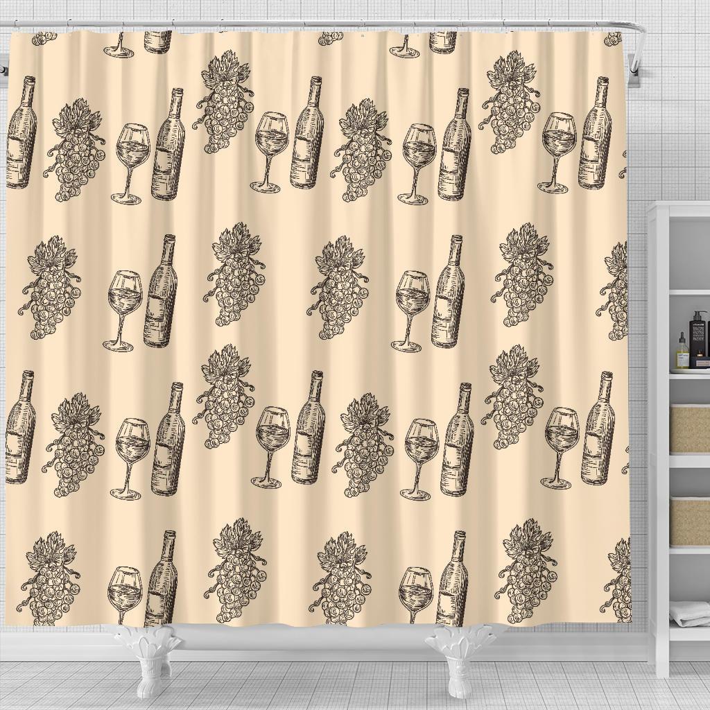 Grape Wine Pattern Print Bathroom Shower Curtain-grizzshop