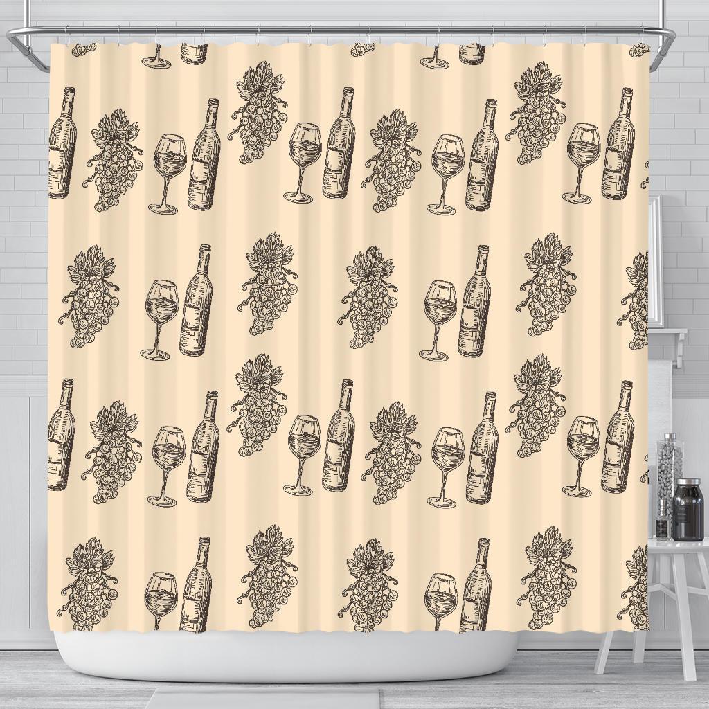 Grape Wine Pattern Print Bathroom Shower Curtain-grizzshop