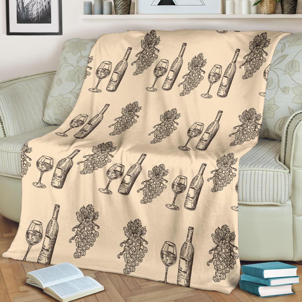 Grape Wine Pattern Print Blanket-grizzshop