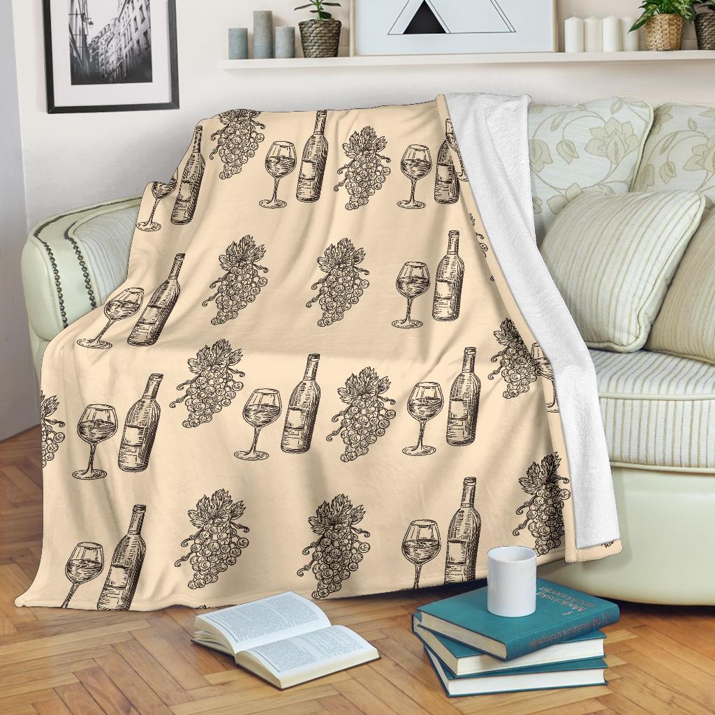 Grape Wine Pattern Print Blanket-grizzshop