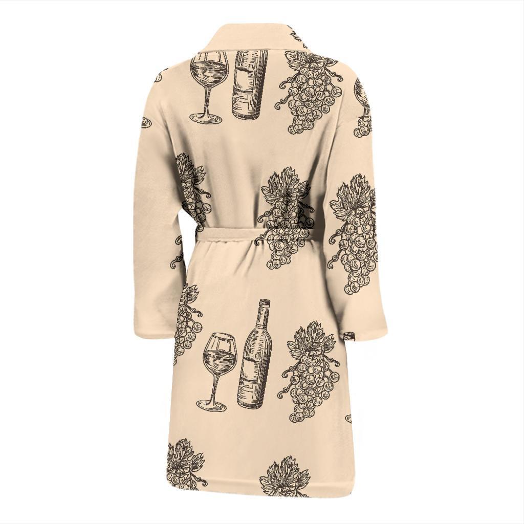 Grape Wine Pattern Print Men Long Robe-grizzshop