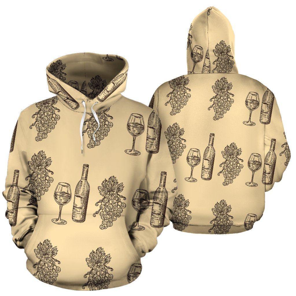 Grape Wine Pattern Print Men Women Pullover Hoodie-grizzshop