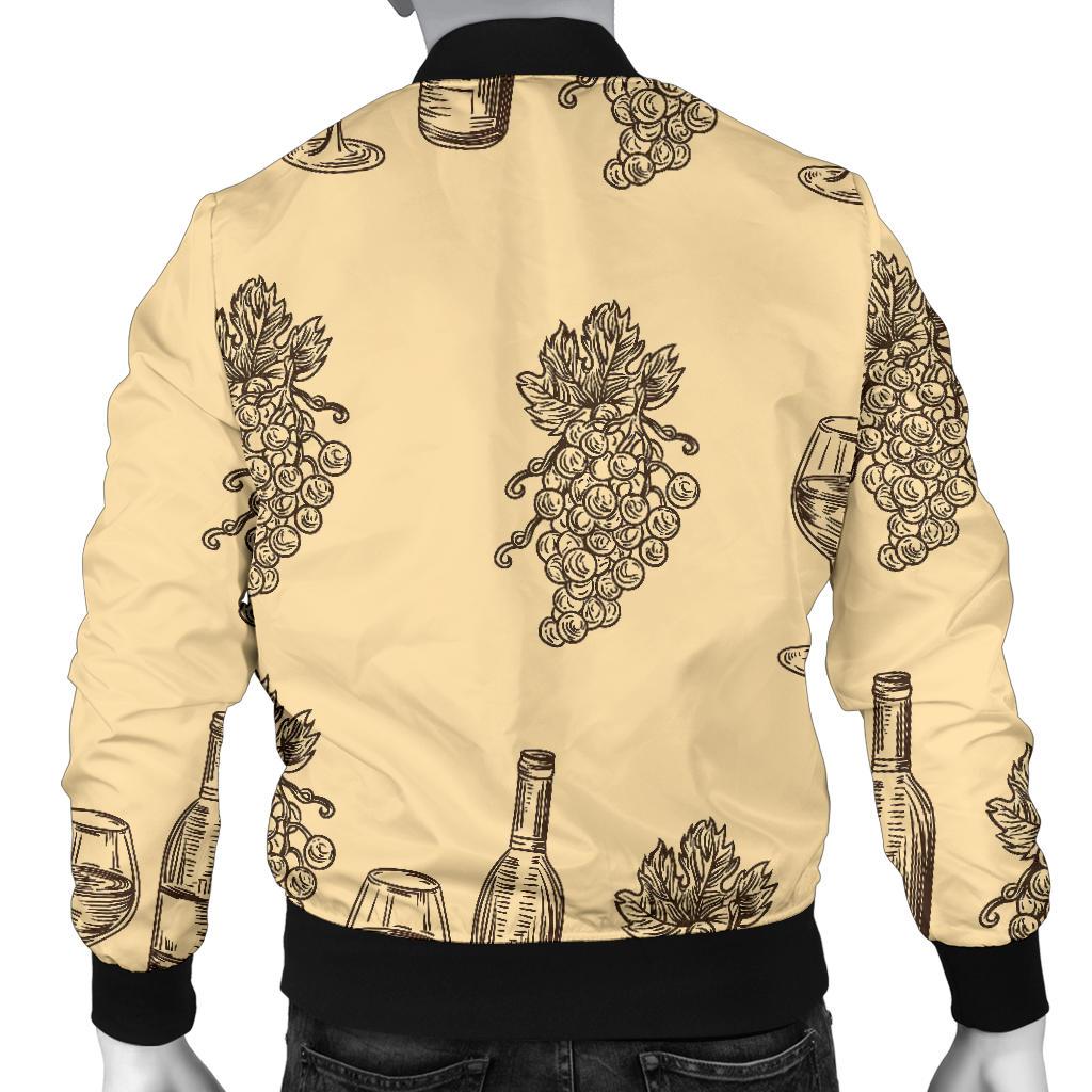 Grape Wine Pattern Print Men's Bomber Jacket-grizzshop