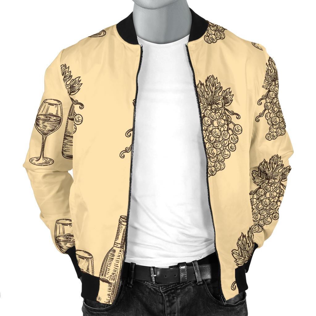 Grape Wine Pattern Print Men's Bomber Jacket-grizzshop