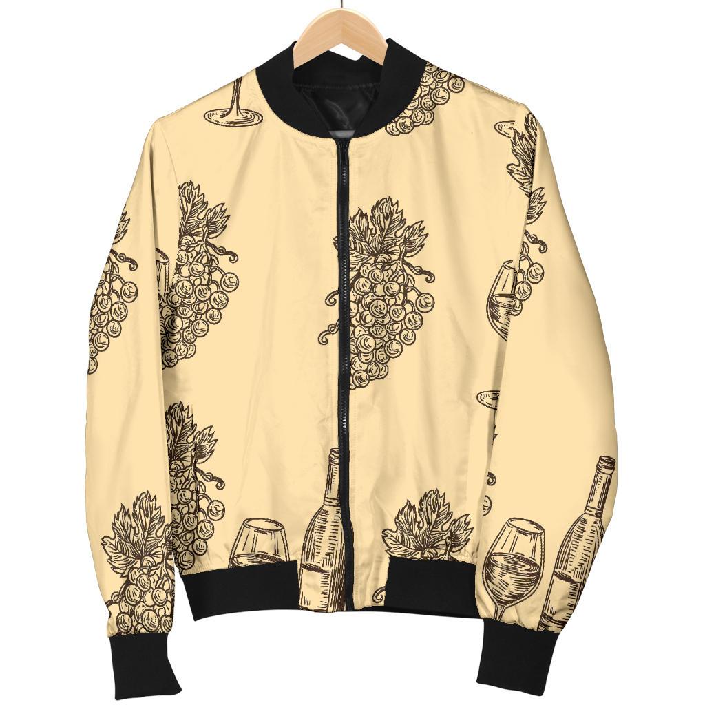 Grape Wine Pattern Print Men's Bomber Jacket-grizzshop