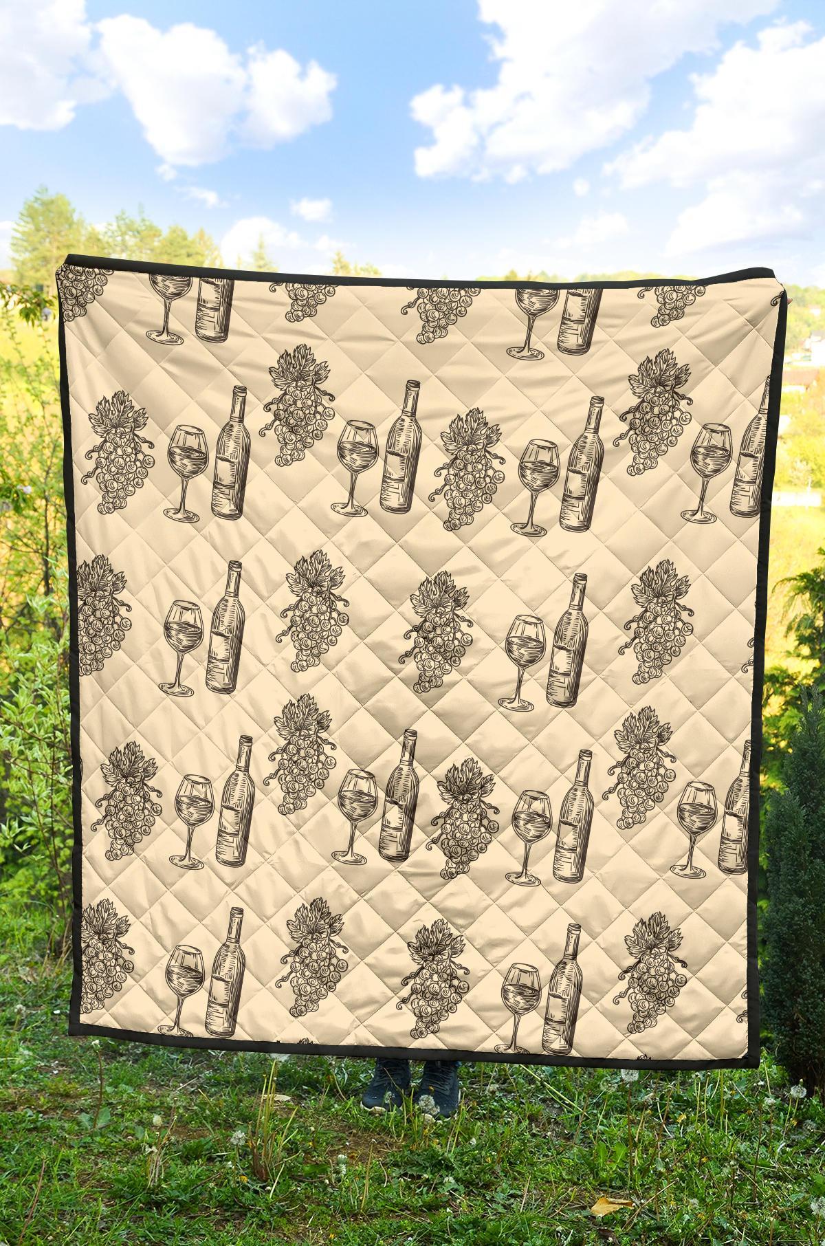 Grape Wine Pattern Print Quilt-grizzshop