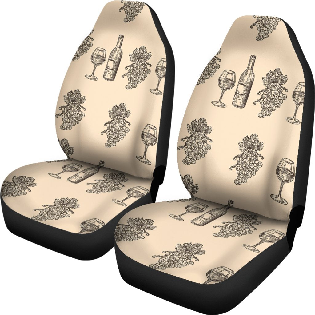 Grape Wine Pattern Print Universal Fit Car Seat Covers-grizzshop