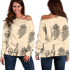 Grape Wine Pattern Print Women Off Shoulder Sweatshirt-grizzshop