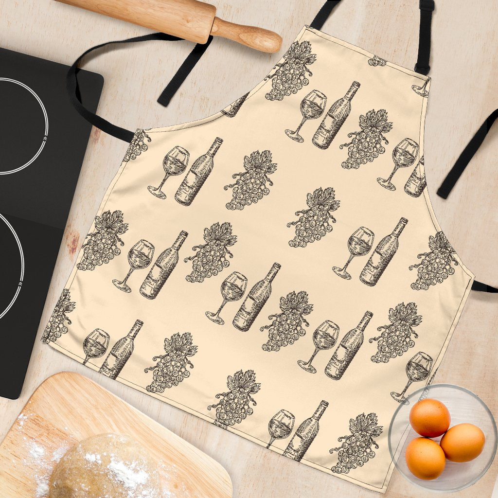 Grape Wine Pattern Print Women's Apron-grizzshop