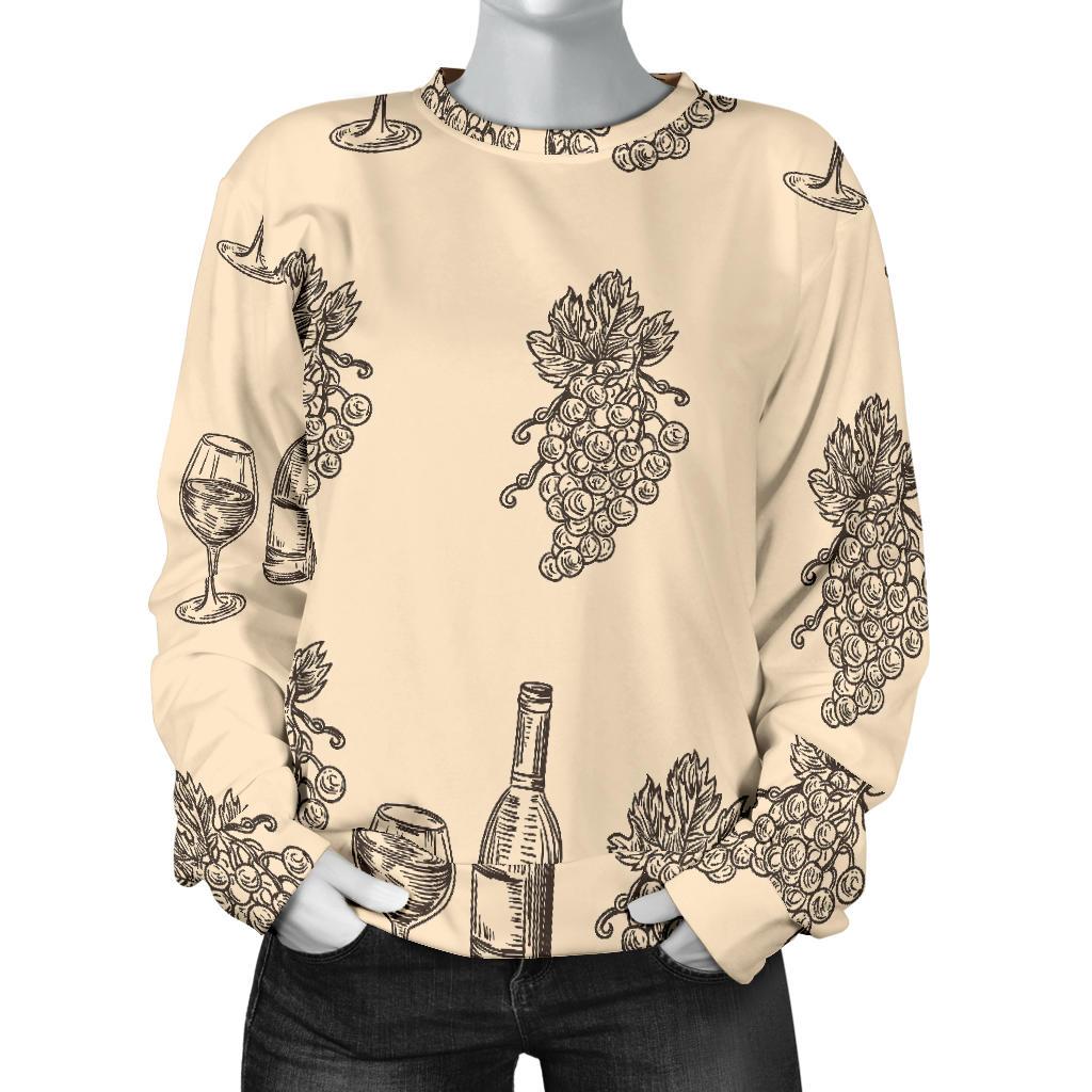 Grape Wine Pattern Print Women's Sweatshirt-grizzshop