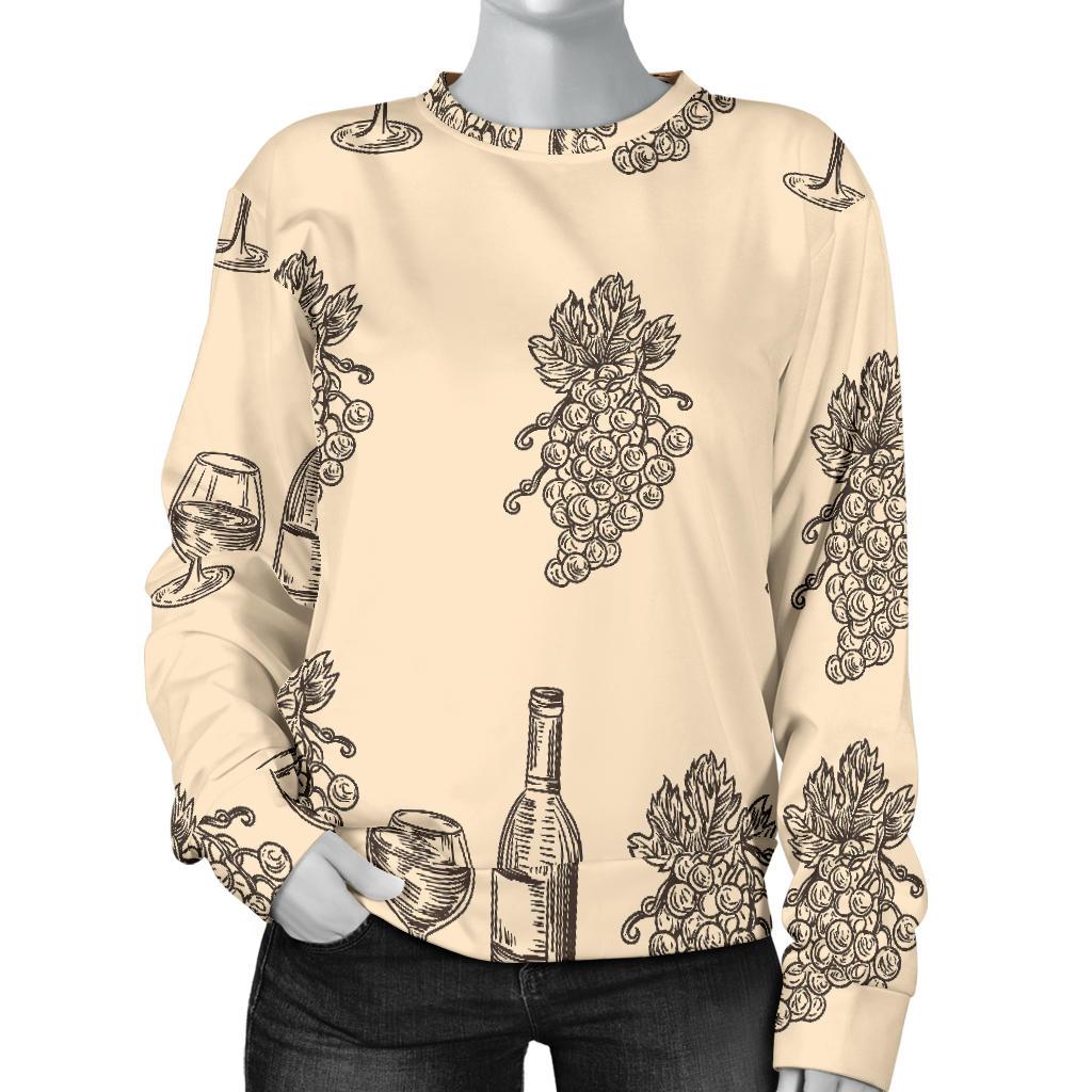 Grape Wine Pattern Print Women's Sweatshirt-grizzshop