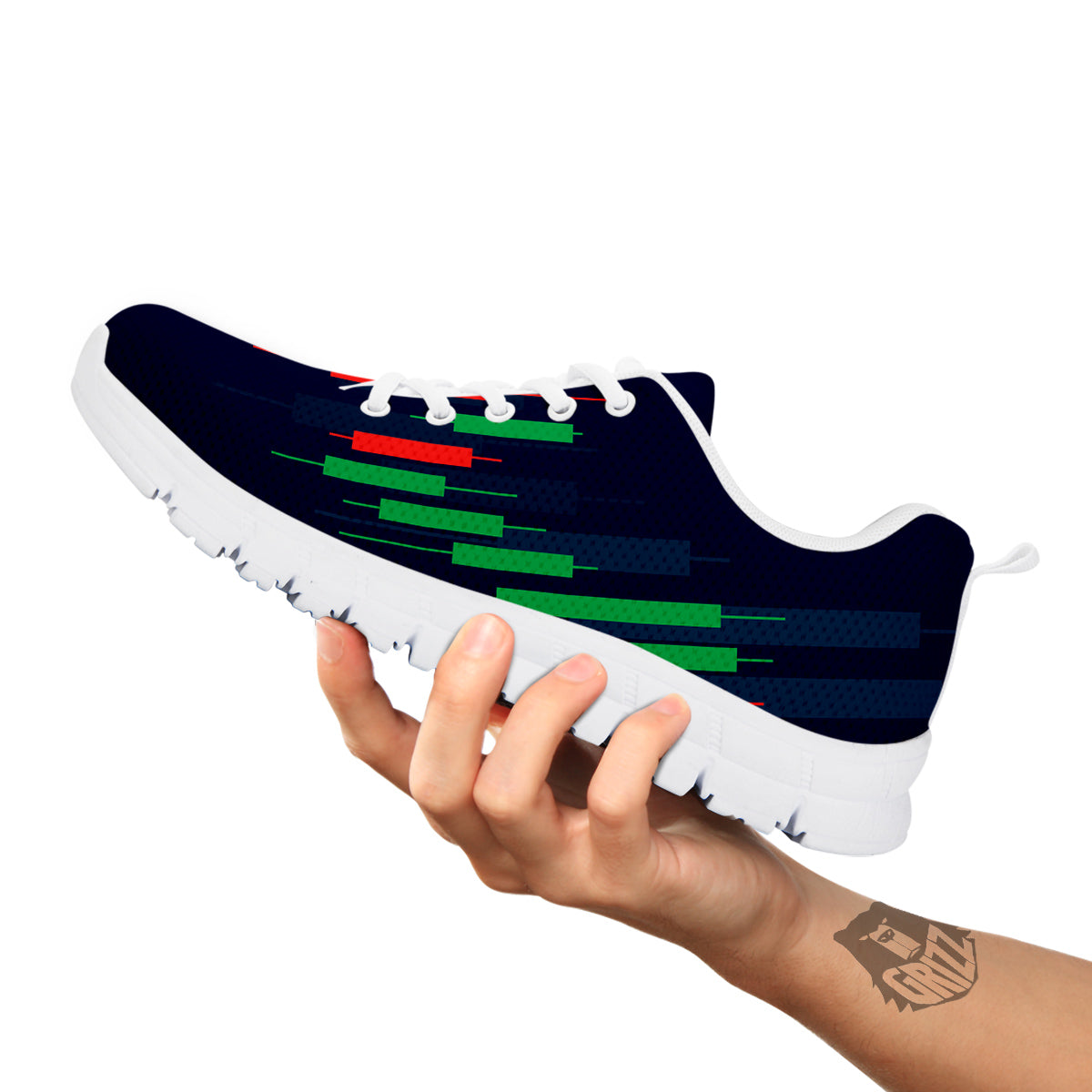 Graph Chart Candlestick Stock Print White Sneaker-grizzshop