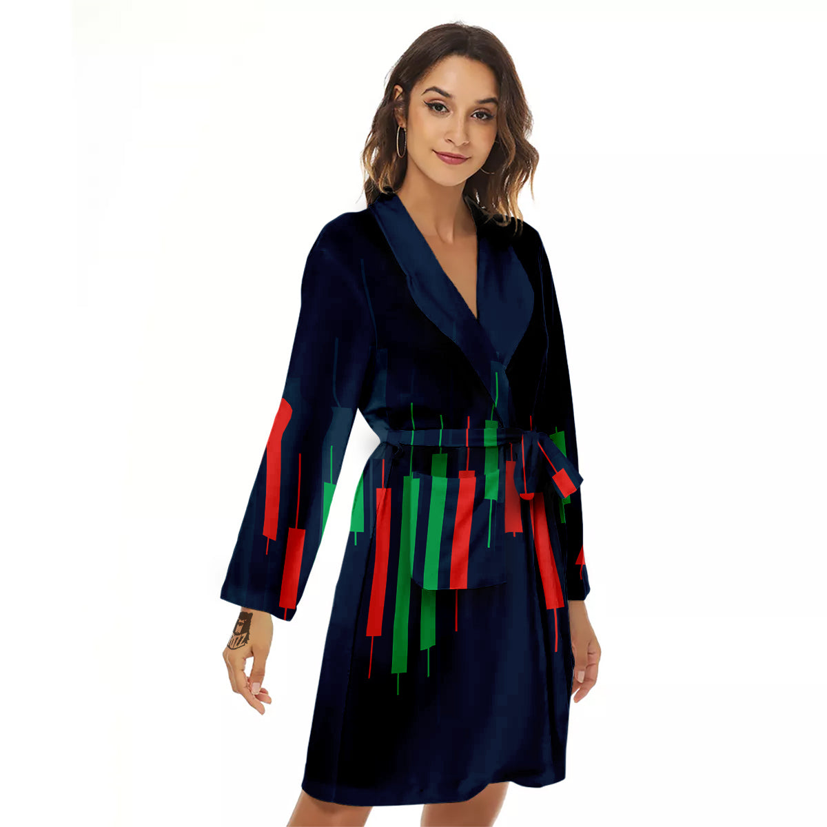 Graph Chart Candlestick Stock Print Women's Robe-grizzshop