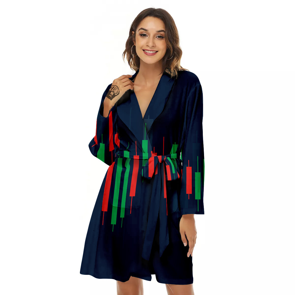 Graph Chart Candlestick Stock Print Women's Robe-grizzshop