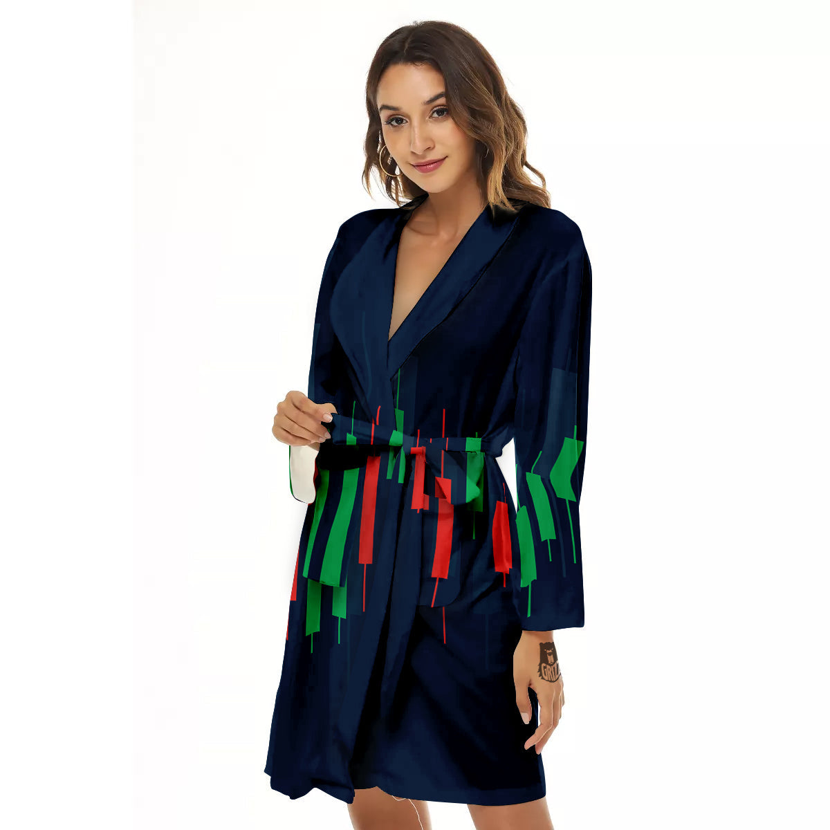 Graph Chart Candlestick Stock Print Women's Robe-grizzshop