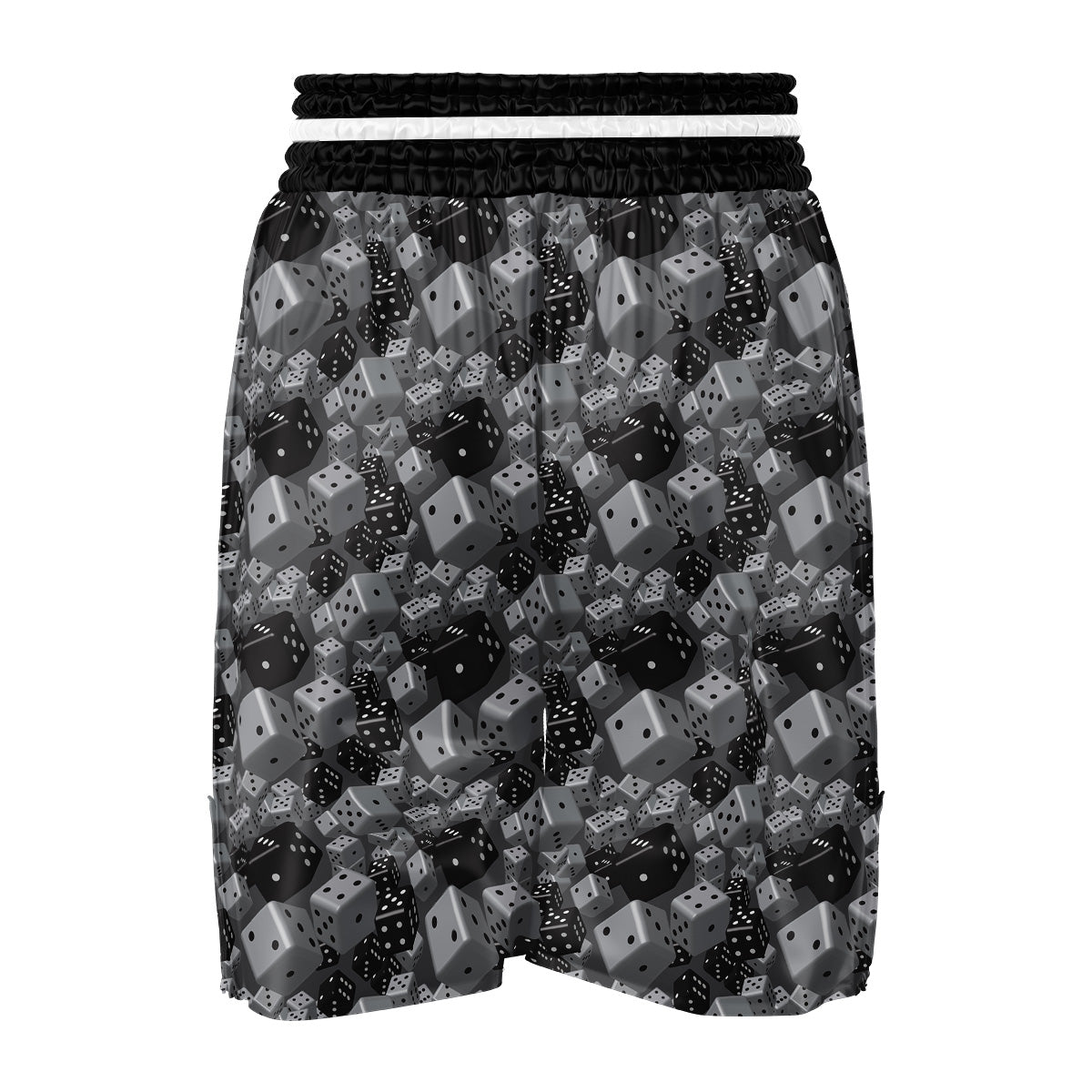 Gray Black 3D Dice Print Pattern Boxing Shorts-grizzshop