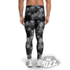 Gray Black 3D Dice Print Pattern Men's Leggings-grizzshop