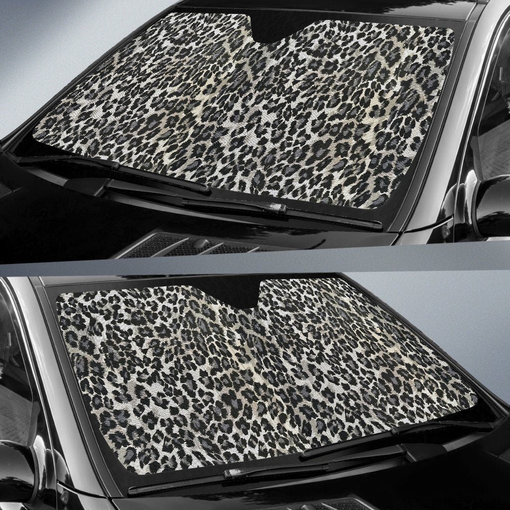 Gray Cheetah Leopard Pattern Print Car Sun Shade-grizzshop