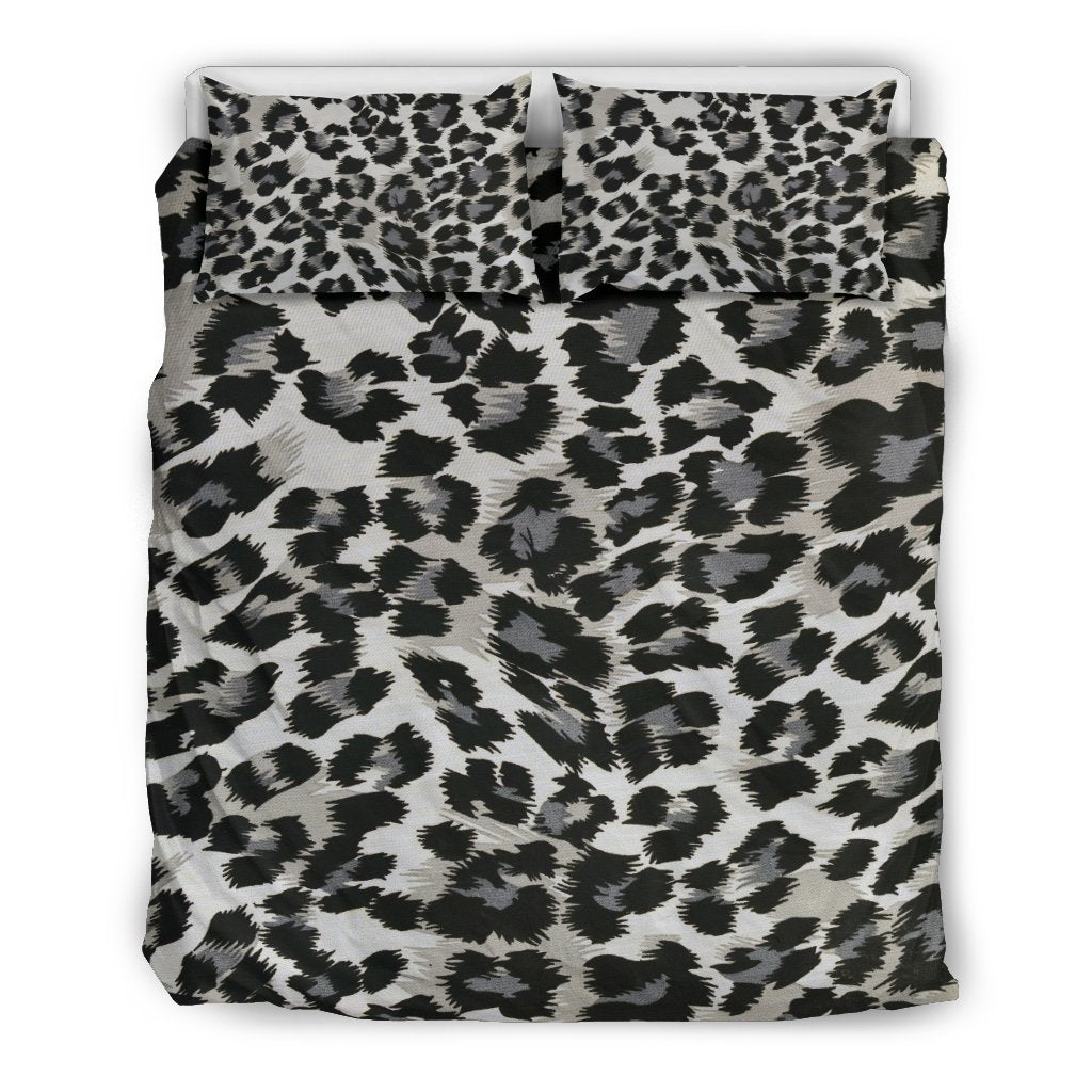 Gray Cheetah Leopard Pattern Print Duvet Cover Bedding Set-grizzshop