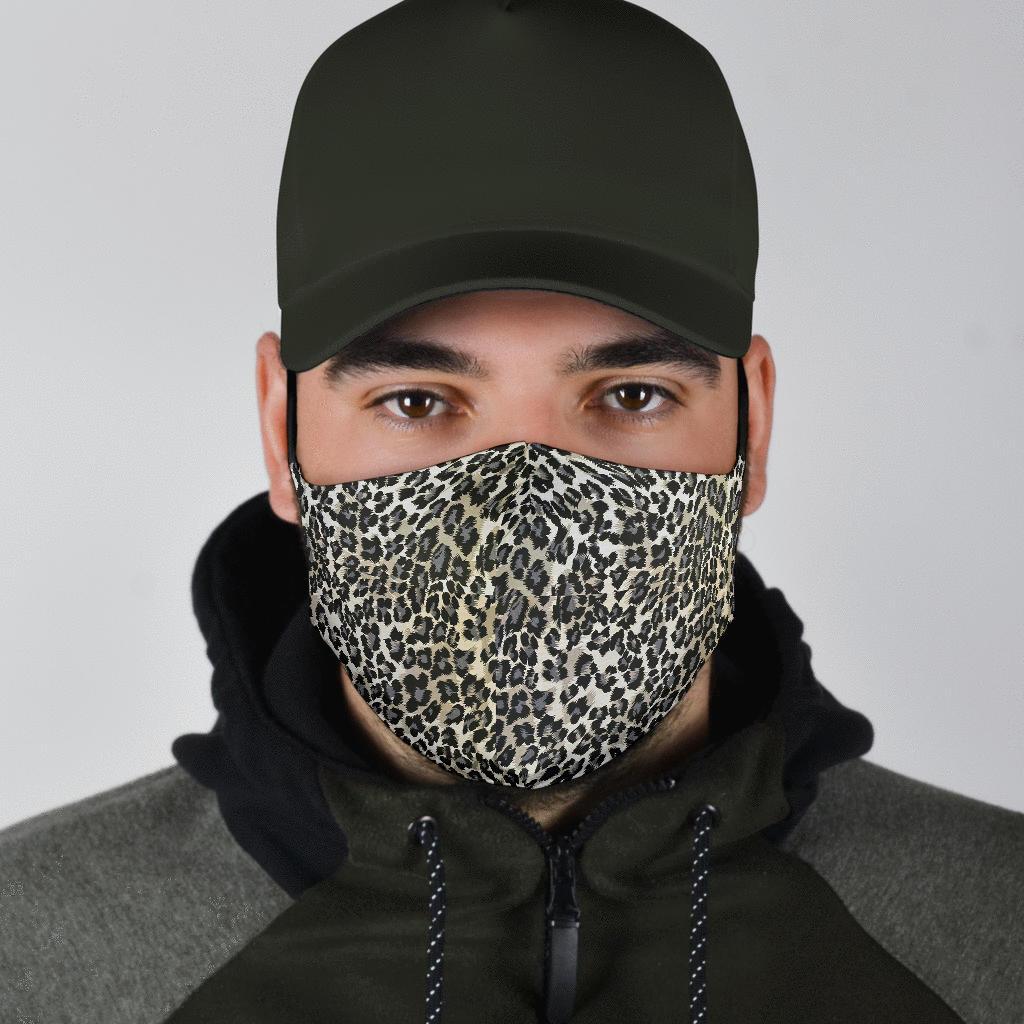 Gray Cheetah Leopard Pattern Print Face Mask-grizzshop