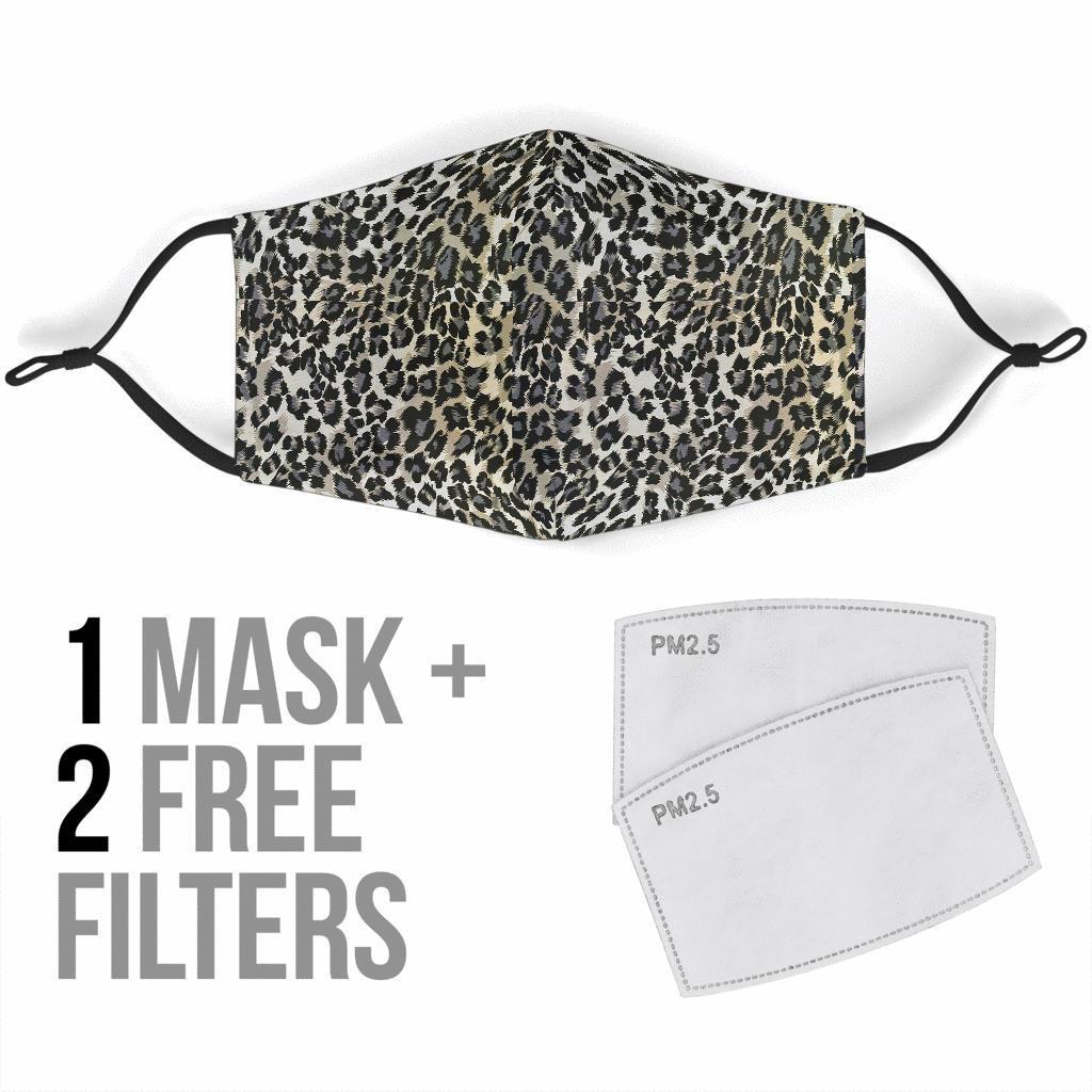 Gray Cheetah Leopard Pattern Print Face Mask-grizzshop