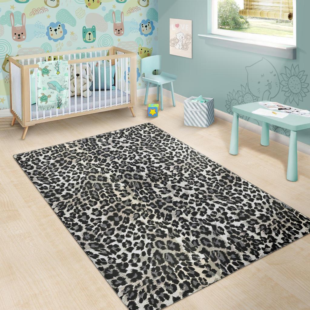 Gray Cheetah Leopard Pattern Print Floor Mat-grizzshop
