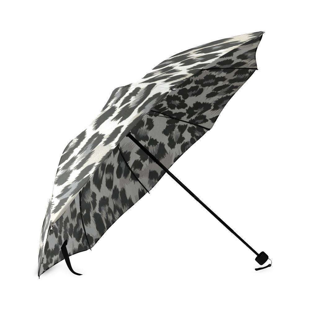 Gray Cheetah Leopard Pattern Print Foldable Umbrella-grizzshop