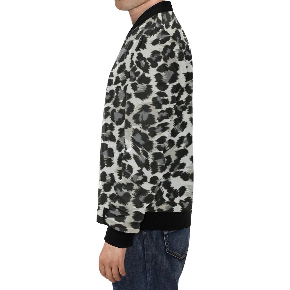 Gray Cheetah Leopard Pattern Print Men's Bomber Jacket-grizzshop