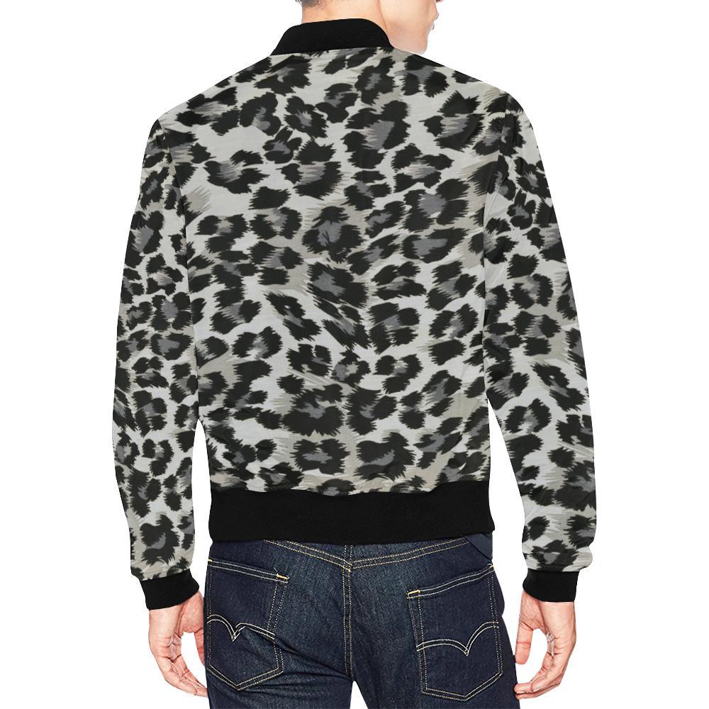 Gray Cheetah Leopard Pattern Print Men's Bomber Jacket-grizzshop