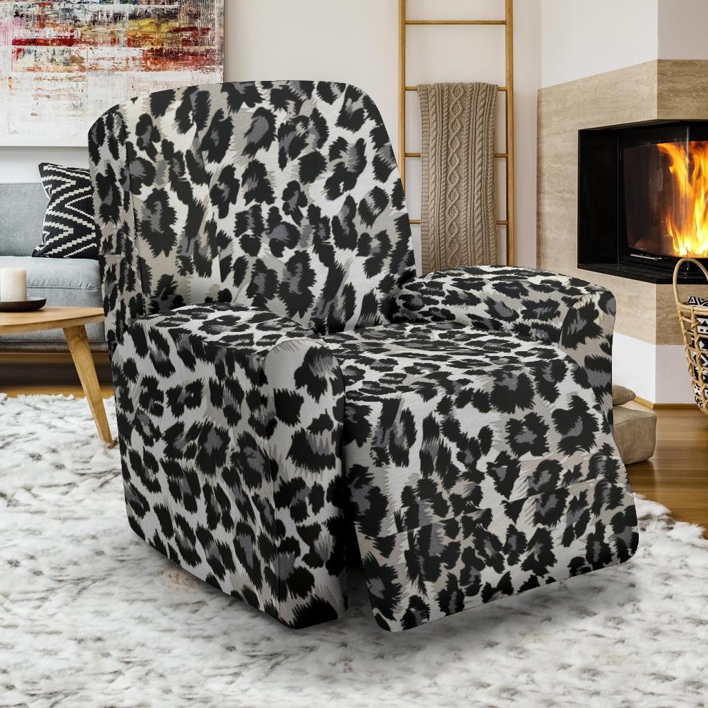 Gray Cheetah Leopard Pattern Print Recliner Cover-grizzshop