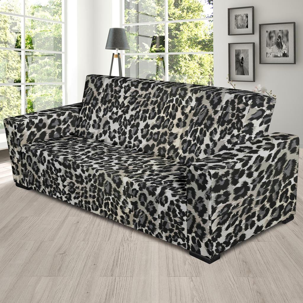 Gray Cheetah Leopard Pattern Print Sofa Covers-grizzshop