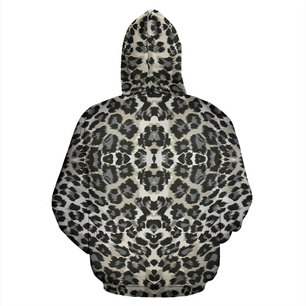 Gray Cheetah Leopard Pattern Print Women Men Pullover Hoodie-grizzshop