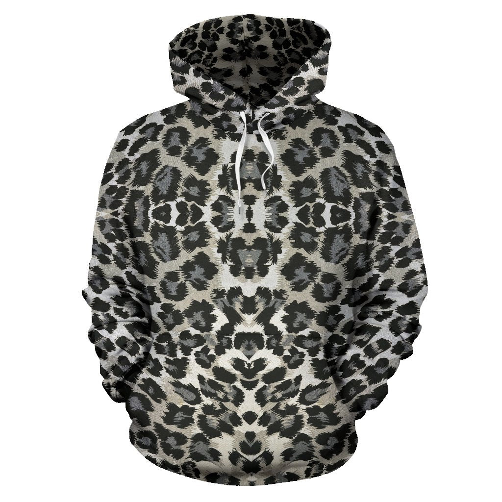 Gray Cheetah Leopard Pattern Print Women Men Pullover Hoodie-grizzshop