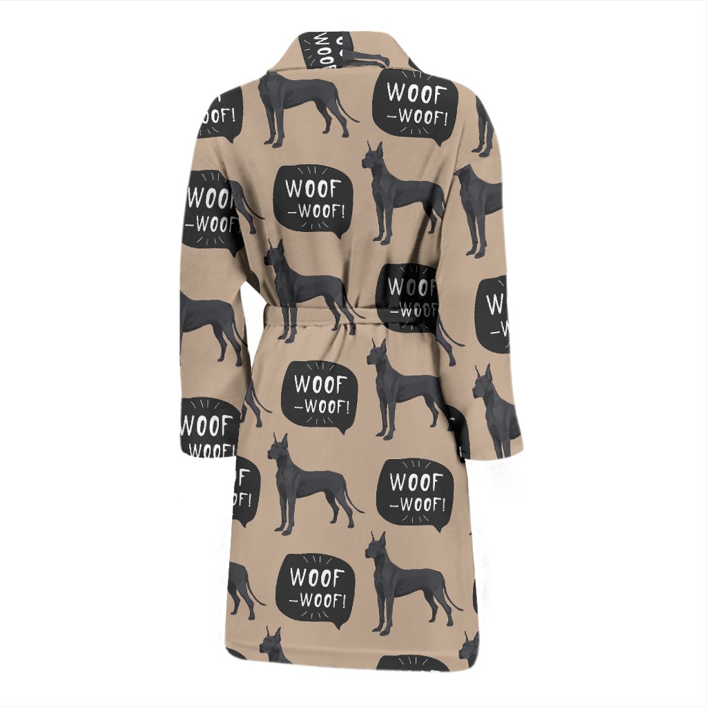 Great Dane Pattern Print Men Long Robe-grizzshop