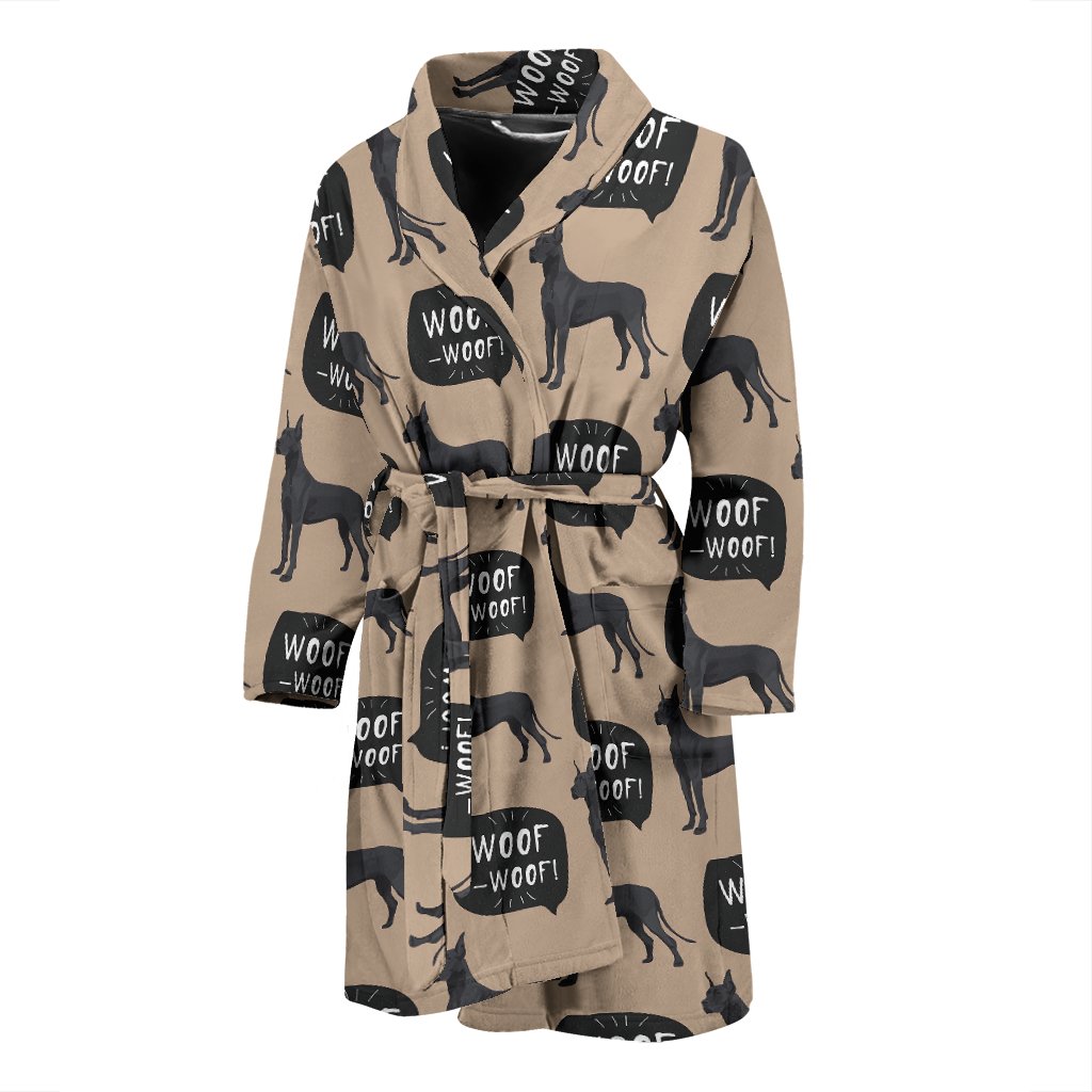 Great Dane Pattern Print Men Long Robe-grizzshop